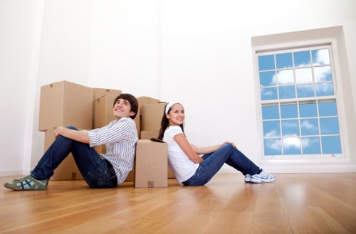 Packed boxes and furniture ready for removals in Lambeth